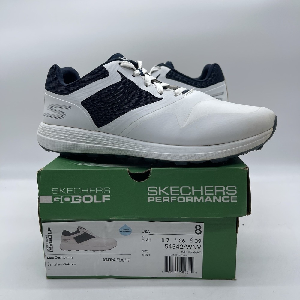 Skechers 54542 Go Golf Ultra Flight Men's Size 8 Golf Shoes White Blue Spikeless